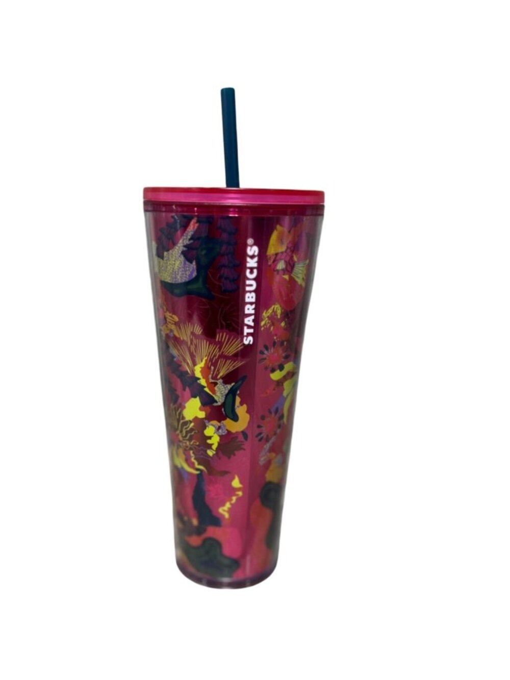 Starbucks Fall 2023 Ocean Forest Jellyfish 24 Oz Tumbler Cup Pink Floral Venti C